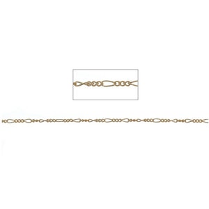 14kt Gold Filled, GF 1.5mm Figaro Chain, 3+1 Link Chain, 1 foot, 5 feet, Permanent Jewelry, Chain by the Foot, Machine Run, GF1631C