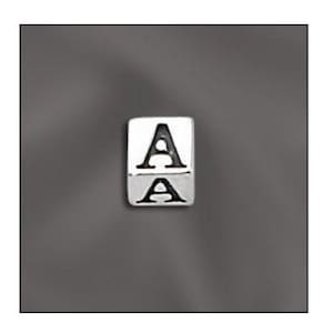 Perline con lettere in argento sterling, blocchi dell'alfabeto da 4,5 mm, perline in argento sterling 925, blocchi per bambini, perline con iniziali, foro da 3 mm