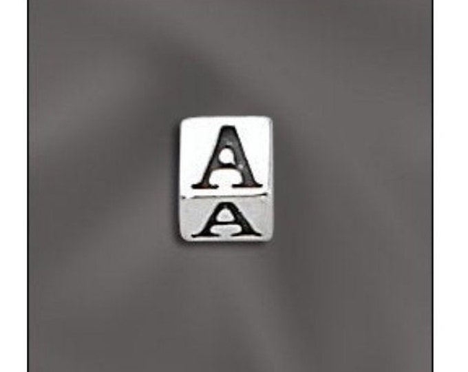 5.5mm Sterling Silver Alphabet Initial Block Spacer Bead - 3mm Hole - Made In USA