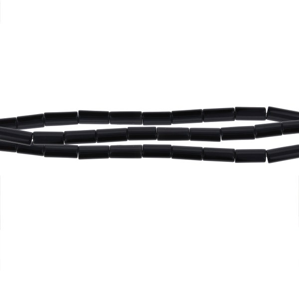 6mm Black Onyx Tube Beads, 1 Strand of Genuine Onyx Stone Beads, Approx 60 Beads per Strand, Genuine Stone Beads, Wholesale Black Onyx