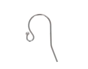 1 pair, 14kt White Gold Ear Wires, Ball End Earring Wires, Genuine 14 karat White Gold, 0.66mm wire, 1.5mm bead