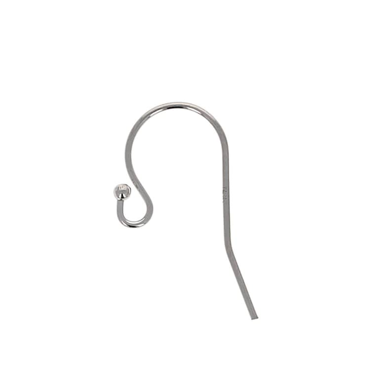 1 pair, 14kt White Gold Ear Wires, Ball End Earring Wires, Genuine 14 karat White Gold, 0.66mm wire, 1.5mm bead Bild 1