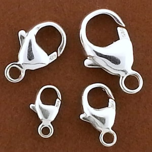 20 PCS Sterling Silver, 13mm, 925 Lobster Claw Clasp Made in Italy, Wholesale, All Sizes Trigger, set of 20