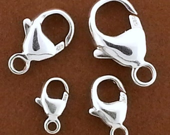 20 PCS Sterling Silver, 13mm, 925 Lobster Claw Clasp Made in Italy, Wholesale, All Sizes Trigger, set of 20