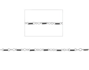 Sterling Silver, Sterling Silver Chain by the Foot, 925 Sterling Silver, Wholesale, Tube Bar Link Chain, 10ft, Foot By The Chain, SS1121