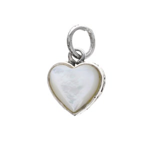 Sterling Silver Heart Charm Pendant -10mm Heart Charm For Charm Bracelet or Necklace -Mother Of Pearl , Onyx or Lapis, Heart Charm