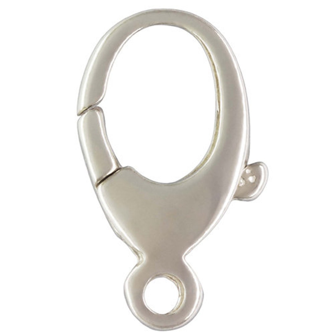 Sterling Silver Oval Balloon Clasp, Medium Lobster Claw Closure