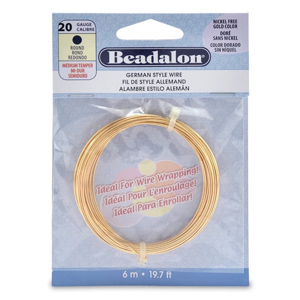 Gold Color Beadalon 20 22 24 26 gauge Round Wire, Package, Gold Plated wire for Jewelry, Beading, German Style Wire
