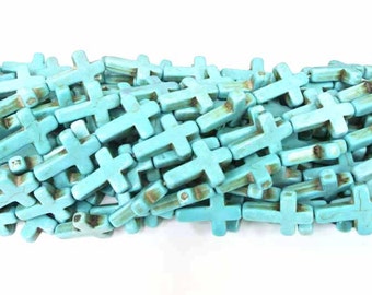 Turquoise Stone Crosses, Turquoise Cross Beads, Cross Beads, Howlite Cross, 25x18mm, Turquoise Beads, Crosses, Cross Beads, Wholesale Beads