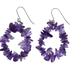 Amethyst Earrings, 925 Sterling Silver, Chip, Earrings, Sterling Silver, Wholesale, Handmade Circular Earrings