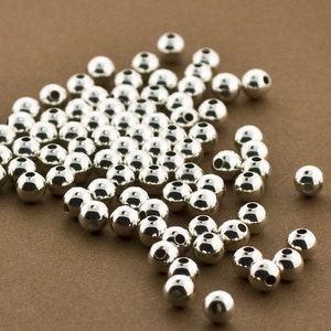40- Sterling Silver 6mm Round Seamless Smooth Beads, 6mm silver beads, .925 Sterling Silver, Plain, round beads for stringing