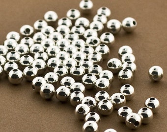 200pc, Sterling Silver 6mm Round Seamless Smooth Beads - 6mm silver beads, Ball Beads for Jewelry, Bulk Listing