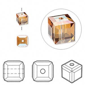 5601 Swarovski Cube Bead - 6 MM - Crystal Copper - 10 PCS - Vintage swarovski Cubes - Wholesale Pricing - Lowest Pricing, Ships quickly!