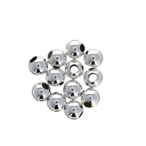 50 pcs - 5mm Sterling Silver Large Hole Beads, 2mm Hole, Round Seamless Beads, 925 Sterling Silver, Big Hole, 5mm, Round, Plain Beads