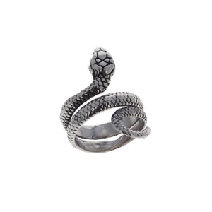 Silver Snake Ring, Sterling Silver, Wrap Around Ring, Gothic Jewelry, Snake Jewelry, Animal Jewelry, Alternative Fashion, Serpent Ring