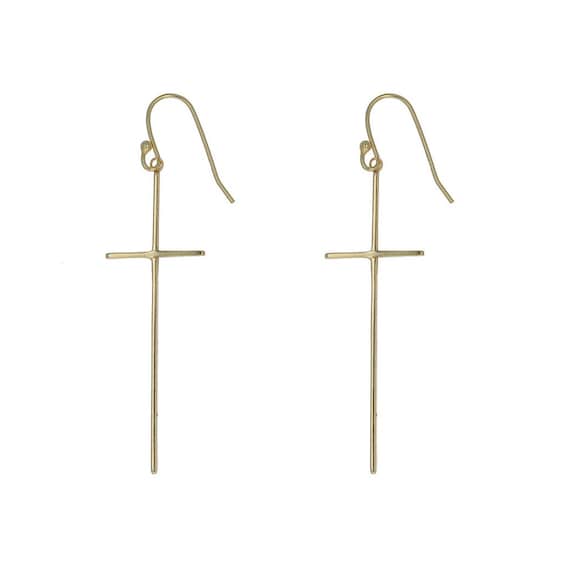 Thin 2024 cross earrings