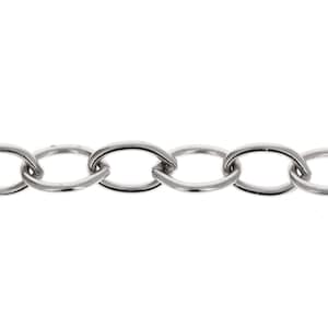 Rhodium Plated Oval Cable Chain 1 foot 11x17mm, Wholesale, Base Metal Chain by the Foot #3685