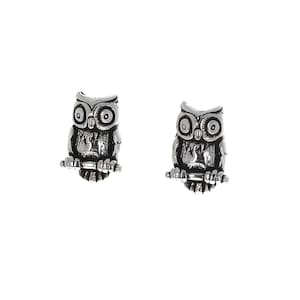 Sterling Silver Earrings, Owl Earrings, Small Studs, 925
