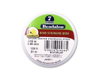 Beadalon 7 Strand Beading Wire .018 30ft & 100ft Spools - Beading String Tiger tail Beadalon 7 18 30 100 - Beading Wire