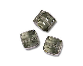 5601 Swarovski Crystal Cube Bead, 4mm, Black Diamond, 24 PCS - Vintage Swarovski Cube, Square Crystal Bead, Genuine Swarovski
