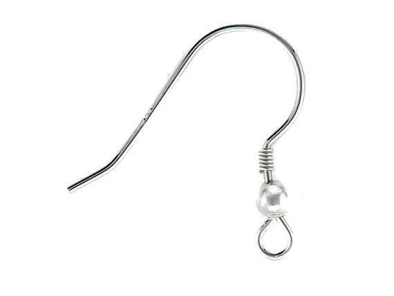 Silver Earwires, Sterling Silver Earring Hooks, Earwire With Ball and Coil,  10 Pairs, Silver Fishooks, Earring Findings, Wholesale Findings 