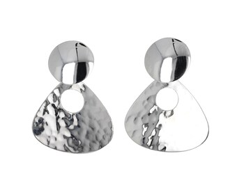 Sterling Silver, Hammered Door Knockers, Sterling Silver Earrings, Dangle and Drop Earrings, Jewelry, 925