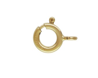 14kt Gold Filled 8mm Spring Ring, 5pcs, Small Gold Clasp for Jewelry, 14kt Gold Filled, Open Eyelet, 8mm, GFSR8