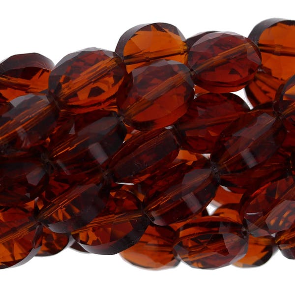 Smoked Topaz Beads, Flat Oval Beads, 9x11mm, 1 strand, Crystal Beads, Beads For Making Jewelry, Wholesale Beads