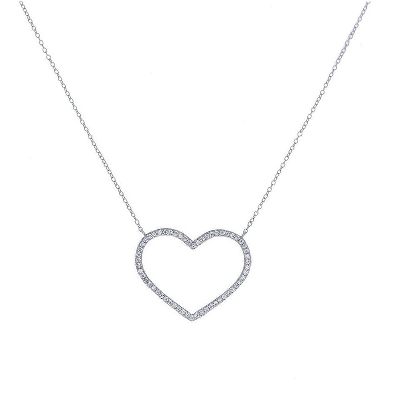 Sterling Silver Center Heart Cubic Zirconias Silver Heart necklace N680002 Show Me the Love Necklace Gold Heart necklace Heart Charm