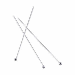 10 pc, Sterling Silver Headpins, 24 GA Sterling Silver BALL Head Pins, 2&quot;, Earring Finding, Silver Headpin, Head Pin 24GA, Ball End Head Pin