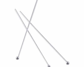 Sterling Silver Headpins, 24 GA Sterling Silver BALL Head Pins, 2",50 pc, Earring Finding, Silver Headpin, Head Pin 24GA, Ball End Head Pin