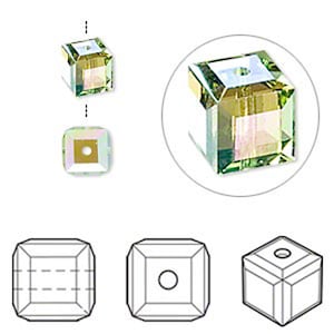 5601 Swarovski Crystal Cube - 6 mm - Peridot AB - 10 PCS -Vintage swarovski Cubes - Wholesale Pricing - Low Prices, Ships From USA quickly !