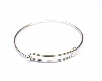 Sterling Silver Adjustable Bangle Bracelet ,SMALL SIZE ,Sterling Silver ,Add A Charm , Charm Bangle, Wire Bangle,Wholesale Bangle