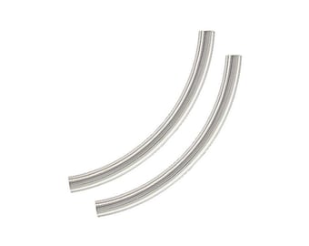 15 PCS of Sterling Silver Curved Tube, Tubes, 925 silver tube, 4x50mm Tube Beads, noodle tube bead, Sterling Silver Findings, Jewelry Design