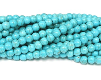 8mm round Beads, Turquoise Magnesite Beads, Howlite round beads, 1 strand, Turquoise beads for Jewelry Design, Wholesale Beads