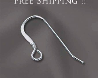 100 PCS Sterling Silver Earring Finding Earring Wire Hooks Ear Wire Pack  of 100 .925 Pure - Free Shipping