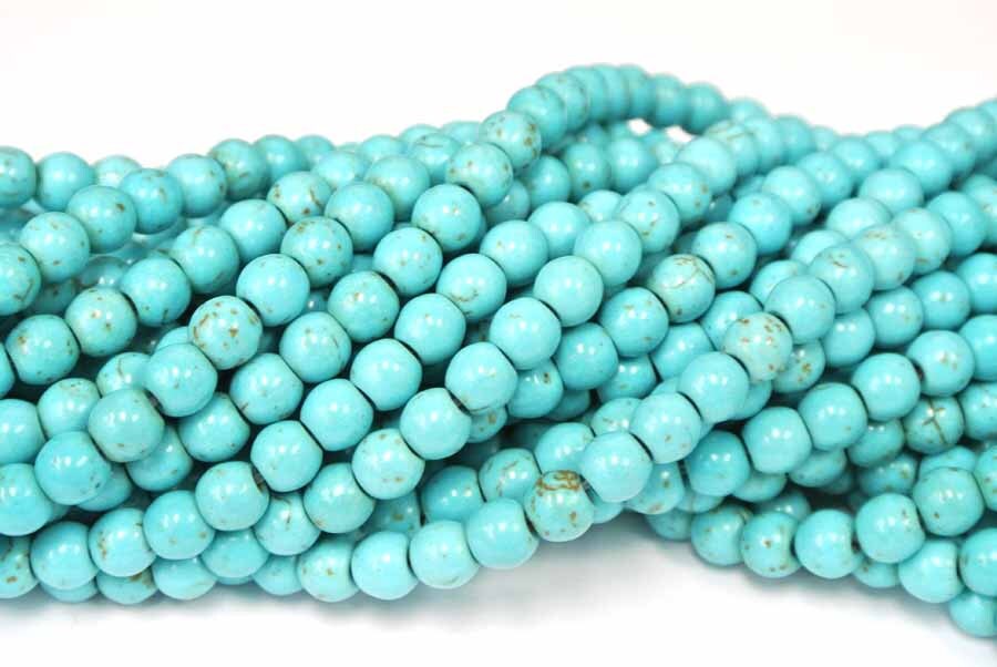 FANGQUN Natural Turquoise Beads for Jewelry Making Loose Stone Beads for  Bracelets Necklaces Earrings Green Turquoise Jewelry Beads Bulk, 60pcs 6mm