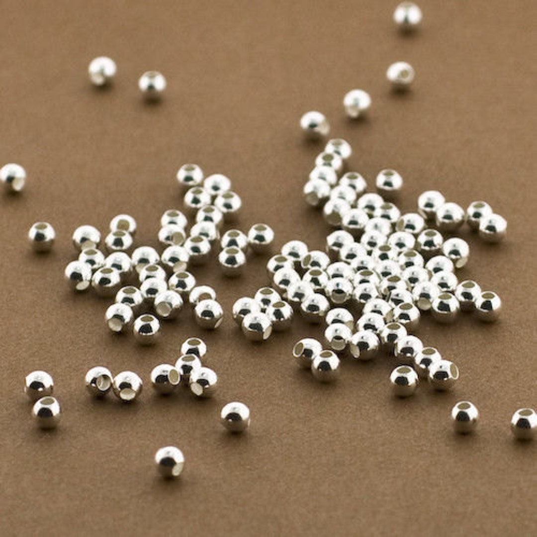 Fine Silver 2mm Round Tiny Beads (26-inch Strand) 