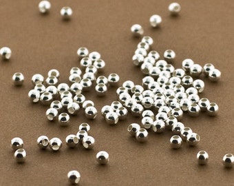 100- Sterling Silver 3mm Round Seamless Smooth Beads - 3mm sterling silver beads, Small, Tiny .925 Stringing Beads, 1.2mm Hole