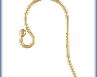 Gold Filled Ball End Ear wire - 5 Pairs - 14kt Earring Finding - gold Filled earwire - Earring hook - 1/20 14k gold filled Ball End Ear Wire