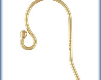 Gold Filled Earwires, Gold Ear Wires, 50 Pairs, Earring Finding, gold Filled Ball end Ear Wires, 14k gold filled Ball End Ear Wire, GF118