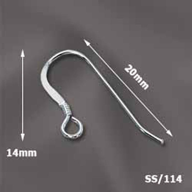Sterling Silver Ear Wires, Silver Earring Hooks, Coil Earwire, Fish Hooks for Making Earrings, 25 PAIR of Sterling Ear Wires, Wholesale image 4