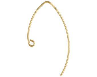 5 Pair,Gold Filled Earring Hooks, 14kt Gold Filled, Long, Kidney Earring Findings, V Shape Ear Wires, Wholesale Findings, Earring hooks