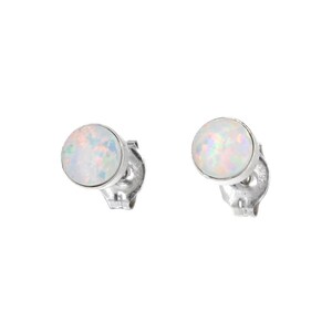 Sterling Silver, Opal 5mm Studs, Bezel Set, Post earrings, 925 Genuine Silver, Stud Earrings, Small Opals