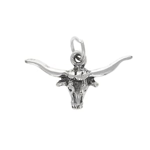 Western Longhorn Steer Head Charm Sterling Silver Western Longhorn Steer Head Charm Sterling Silver