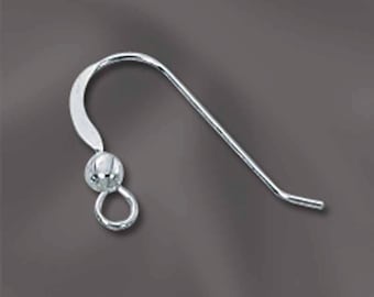 Sterling Silver Earwire, Earring findings, 3 Pairs, Earwires with 3mm Bead, Fancy earwires, Wholesale Findings, Silver Earring hooks. SS102
