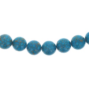 1 Strand, Turquoise Beads, Round Magnesite Beads with Gold Matrix, 12mm Round Turquoise Howlite Beads, Unique Beads, Wholesale Beads