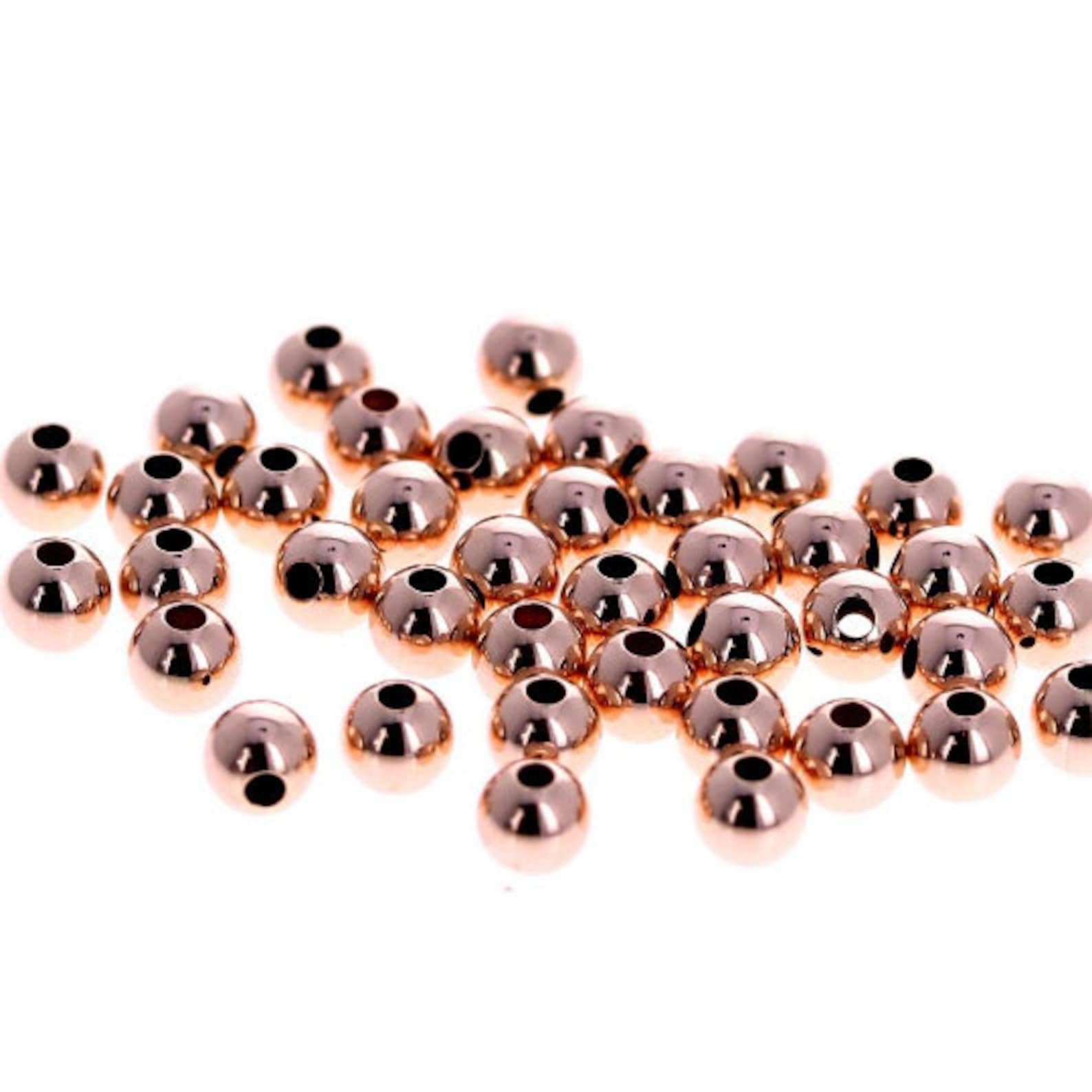 100pc 4mm Rose Gold Beads Seamless Beads Gold Filled 14kt Etsy