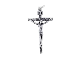 Crucifix Pendant/Charm, Sterling Silver 925, Crucifix Cross with Antiqued Design, Religious Pendants and Charms, Religious Jewelry