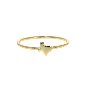 Sterling Silver, Gold Mini Texas Stacker, Gold Plating, Texas Ring, Mini, 925, Stacking TX band ring
